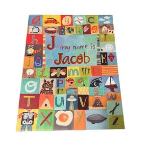 Children’s wall art. “J My Name is Jacob” original canvas by Oopsy Daisy. VGUC